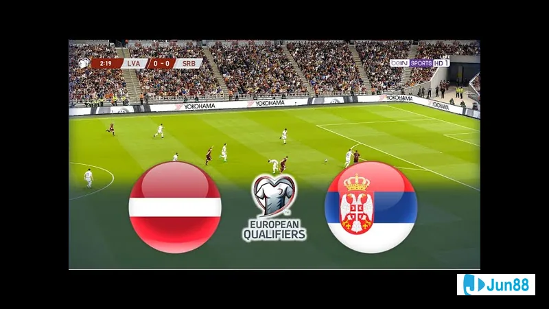 Cầu thủ Latvia trong trận đấu với Serbia thể hiện phong độ Cầu thủ Latvia trong trận đấu với Serbia thể hiện phong độ