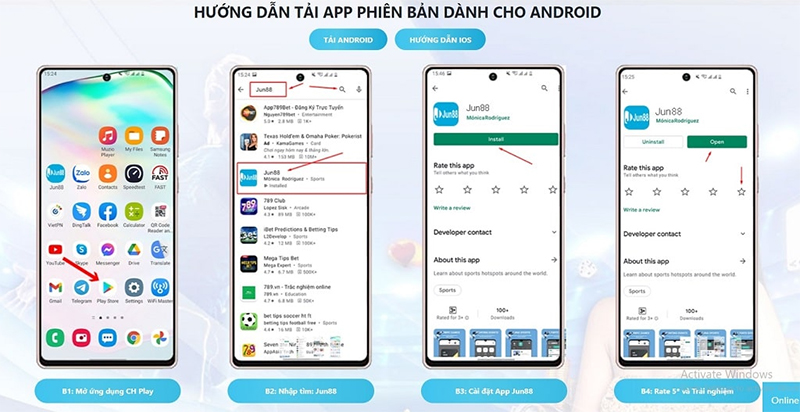 Hướng dẫn tải APP Casino JUN88 cho hệ điều hành Android Hướng dẫn tải APP Casino JUN88 cho hệ điều hành Android